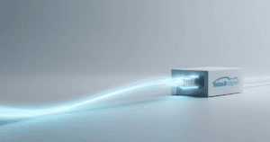 A fiber optic cable running through TelcoBridges hardware resulting in its transformation.