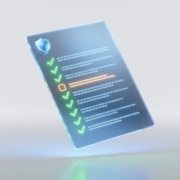 robocall-mitigation A holographic compliance checklist with green checkmarks and a shield symbol in the corner, representing the FCC Robocall Mitigation Program requirements for voice service providers
